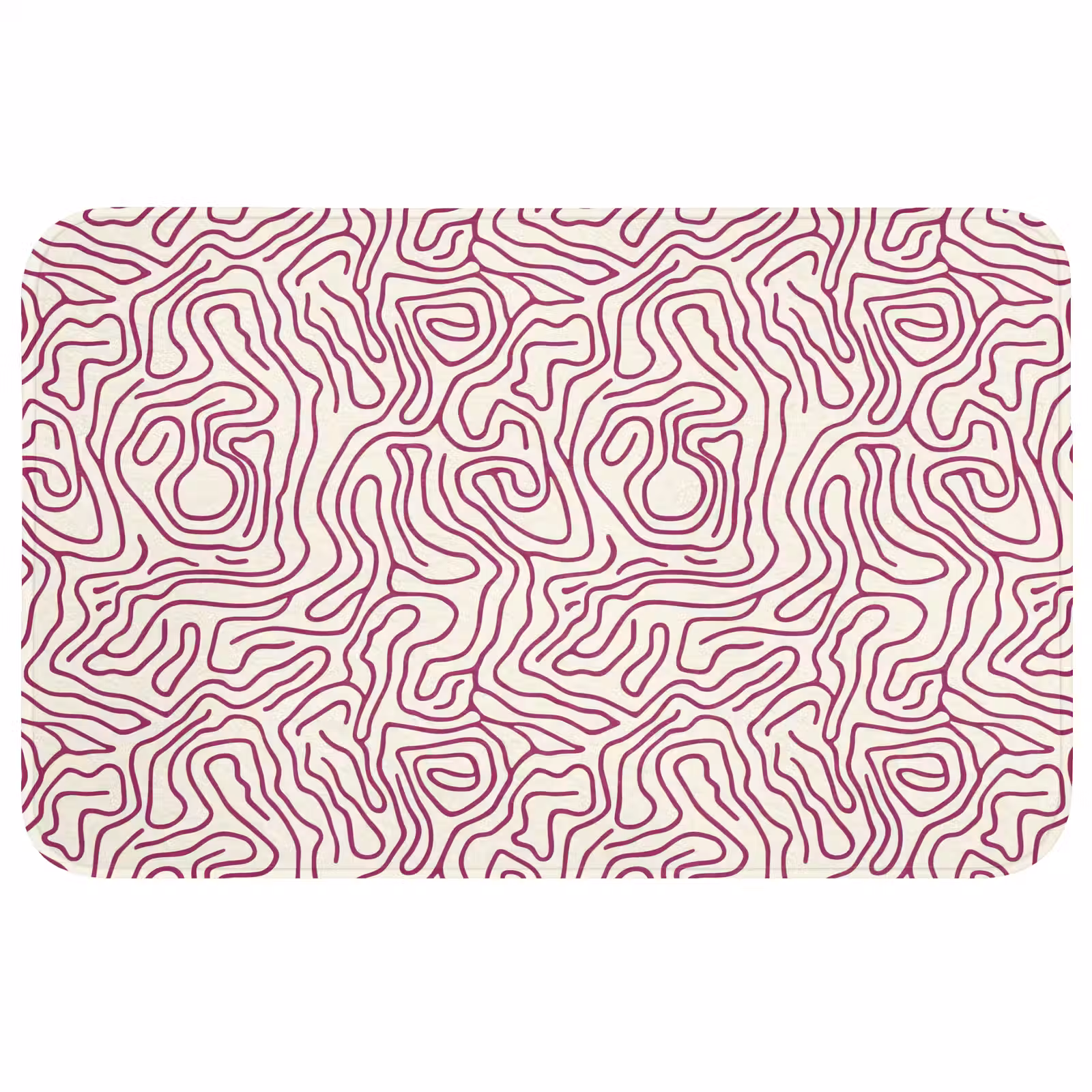 Badmat - Kronkelende lijn - Magenta - Crème — 1