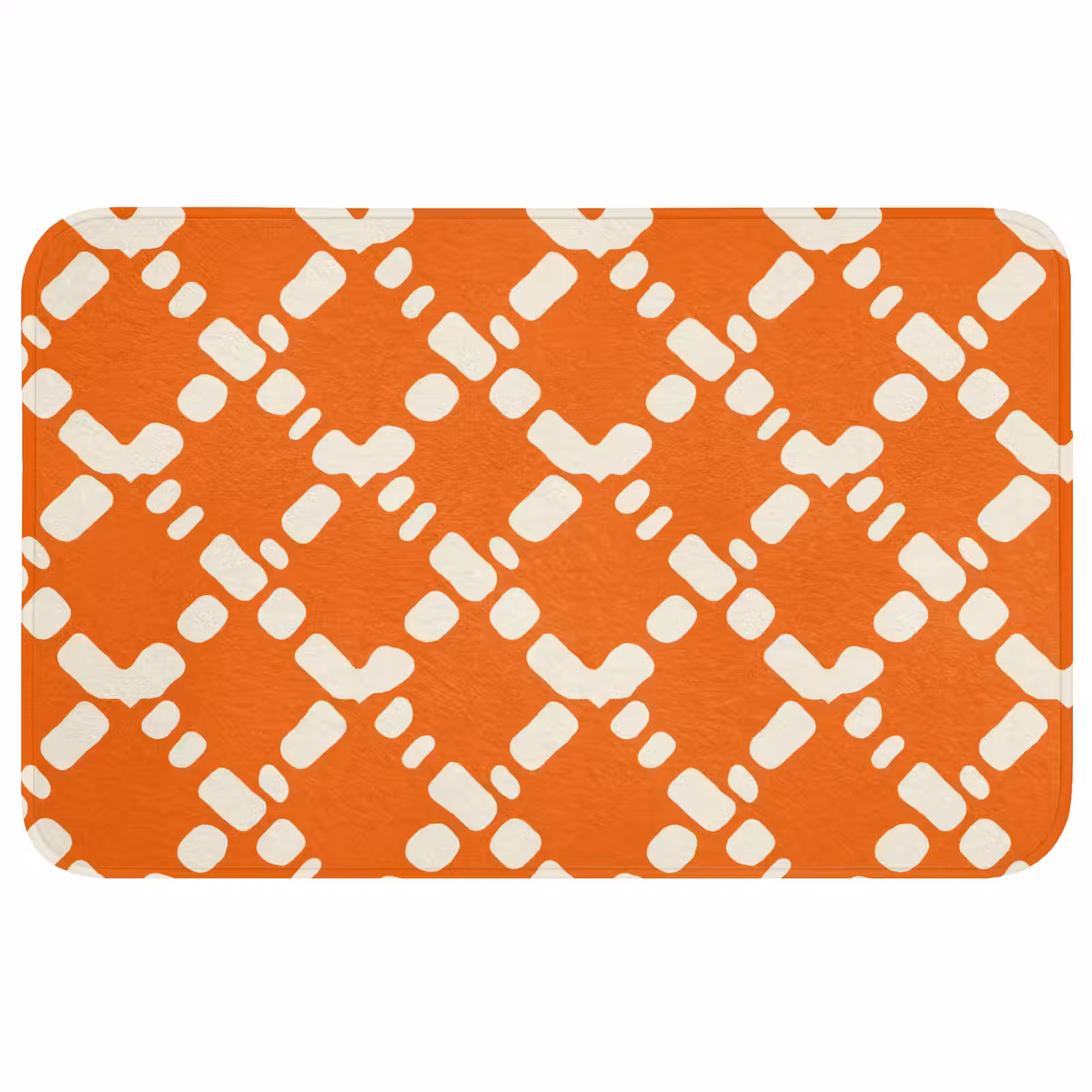 Badmat - Oranje - Ruitpatroon - Wit — 1
