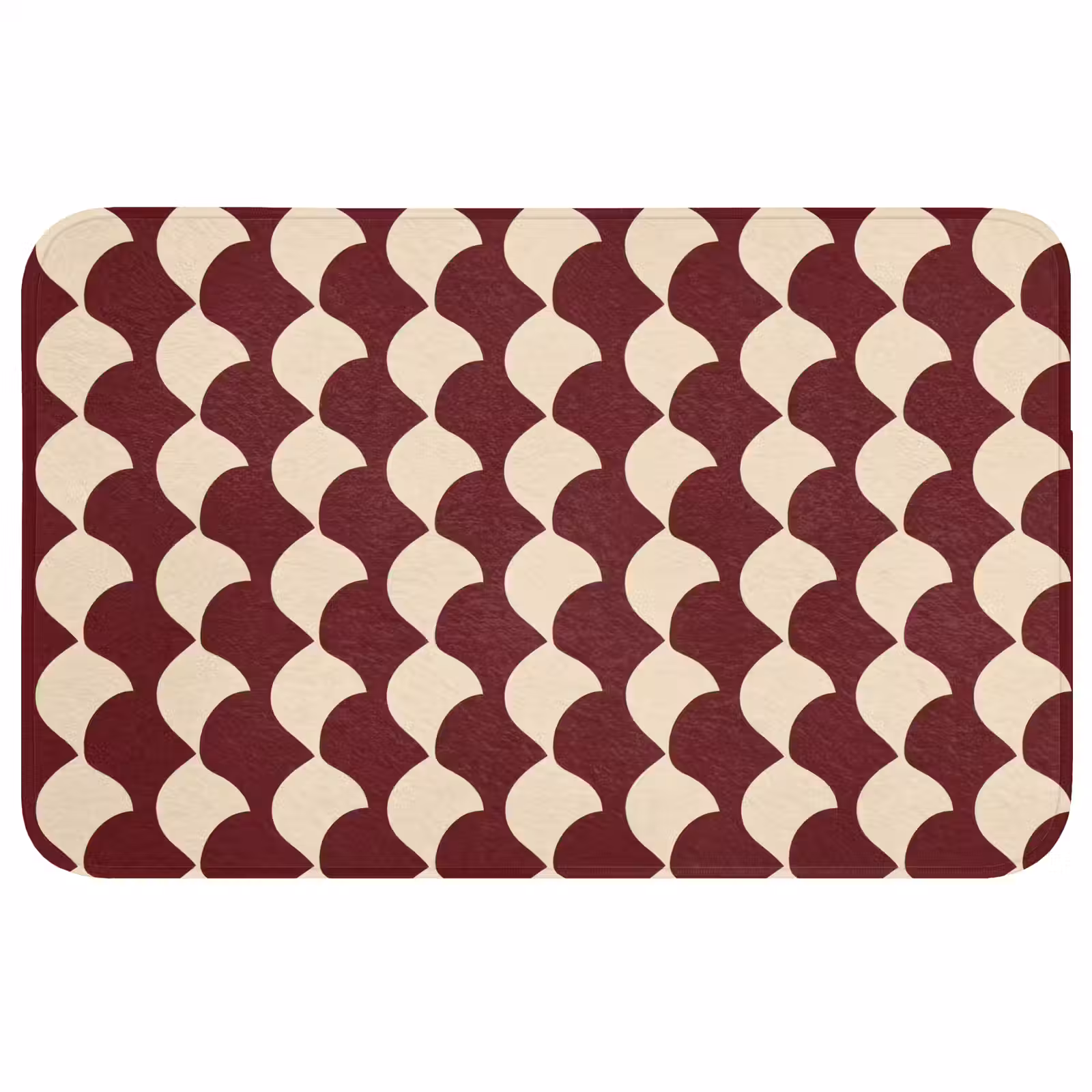 Badmat - Rood - Tegelpatroon - Crème — 1