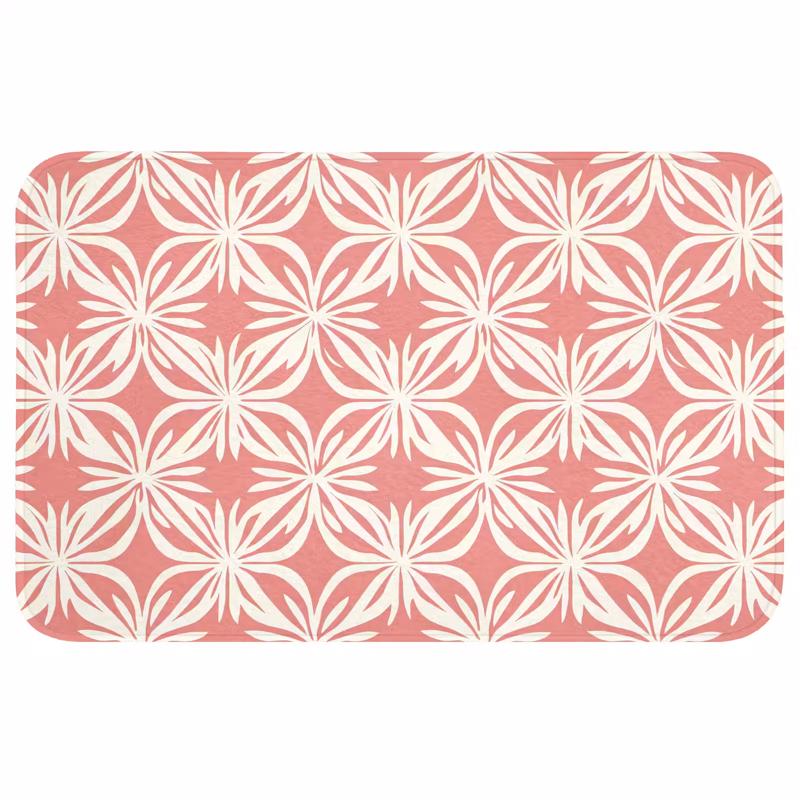 Badmat - Roze - Bloemenmotief - Wit - Modern — 1