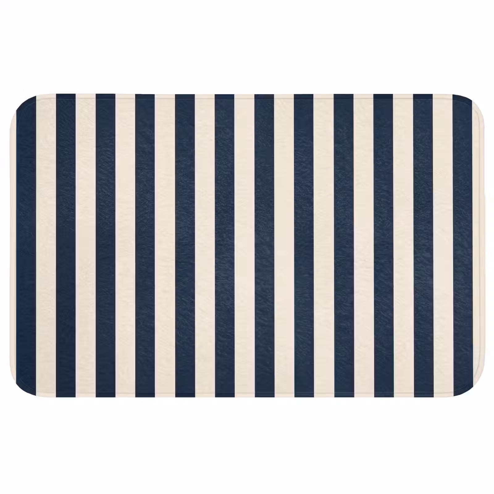 Badmat - Verticale strepen - Blauw - Crème — 1