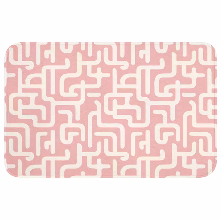 Badmat - Doolhofpatroon - Roze - Wit - Abstract — 1