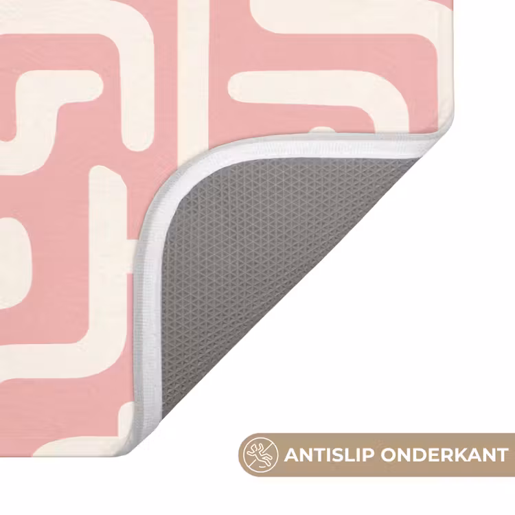 Badmat - Doolhofpatroon - Roze - Wit - Abstract — 3