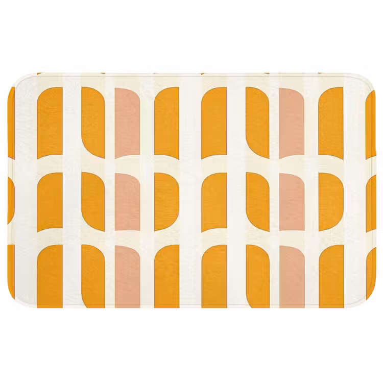 Badmat - Geometrisch - Patroon - Geel - Roze — 1