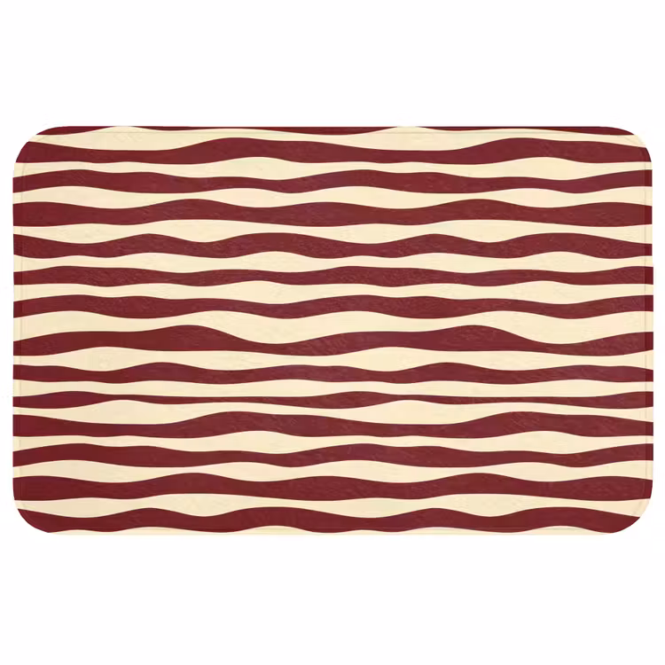 Badmat - Golven - Rood - Patroon - Crème — 1
