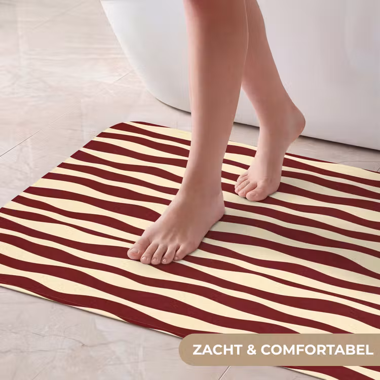 Badmat - Golven - Rood - Patroon - Crème — 5