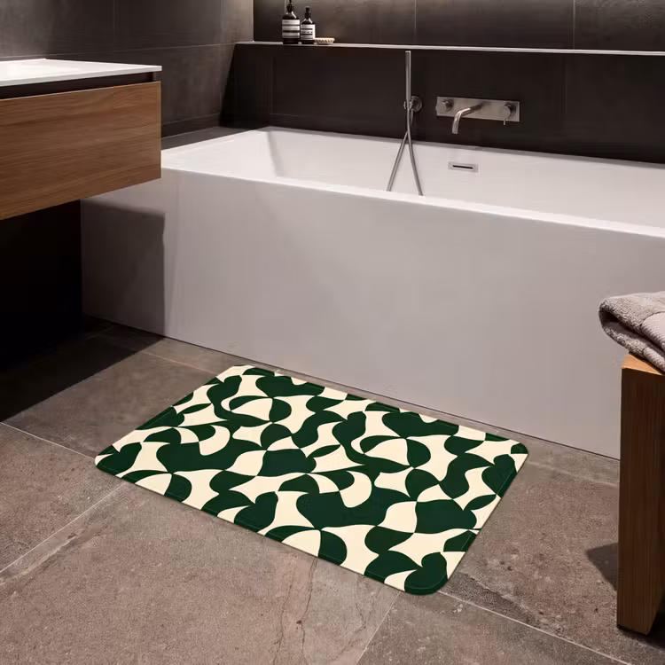 Badmat - Groen - Organische vlakken - Crème — 4