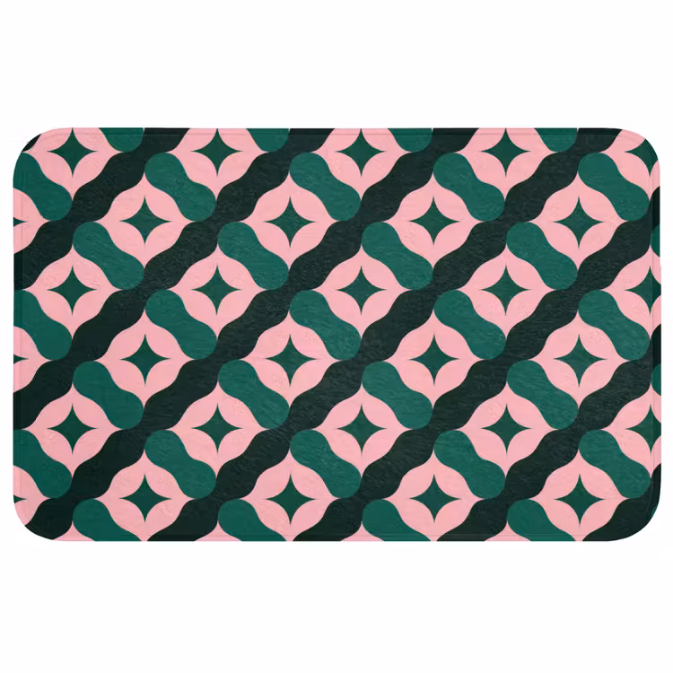 Badmat - Groen - Roze - Retro - Sterren — 1