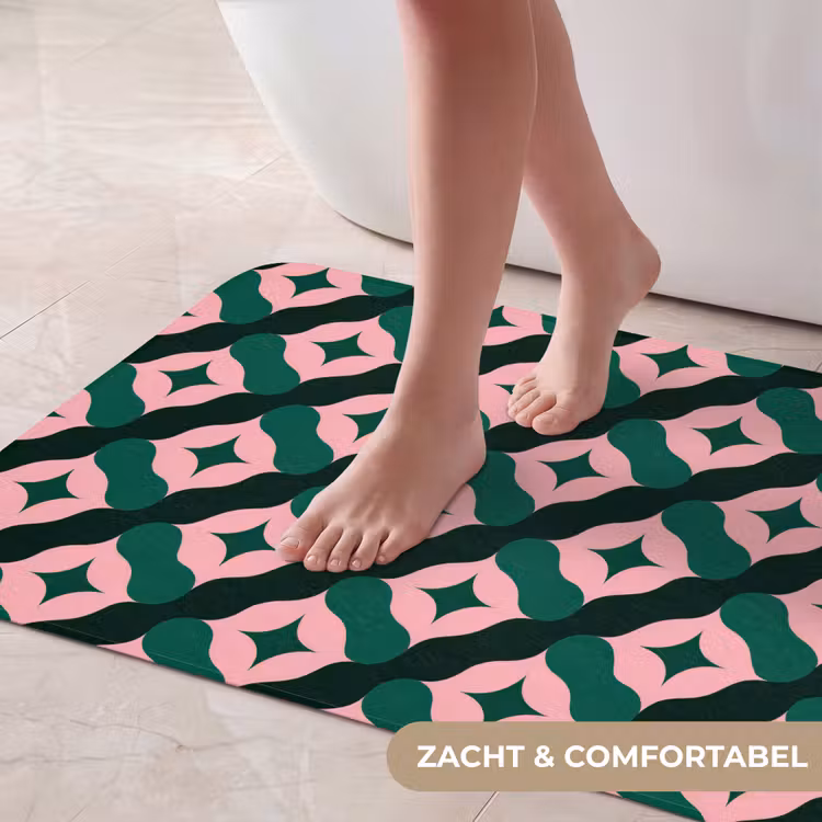 Badmat - Groen - Roze - Retro - Sterren — 5