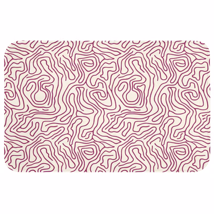 Badmat - Kronkelende lijn - Magenta - Crème — 1