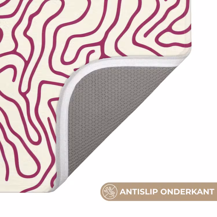 Badmat - Kronkelende lijn - Magenta - Crème — 3