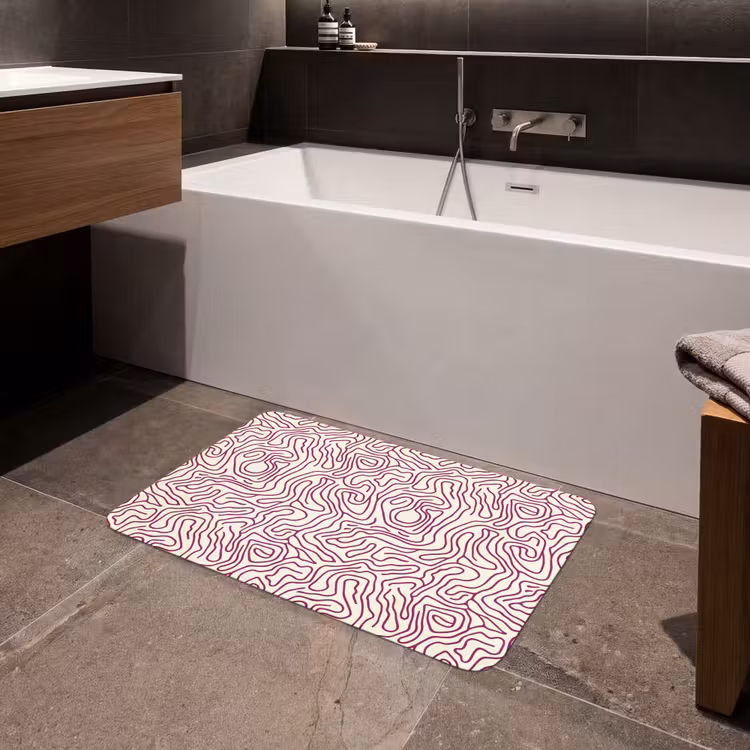 Badmat - Kronkelende lijn - Magenta - Crème — 4