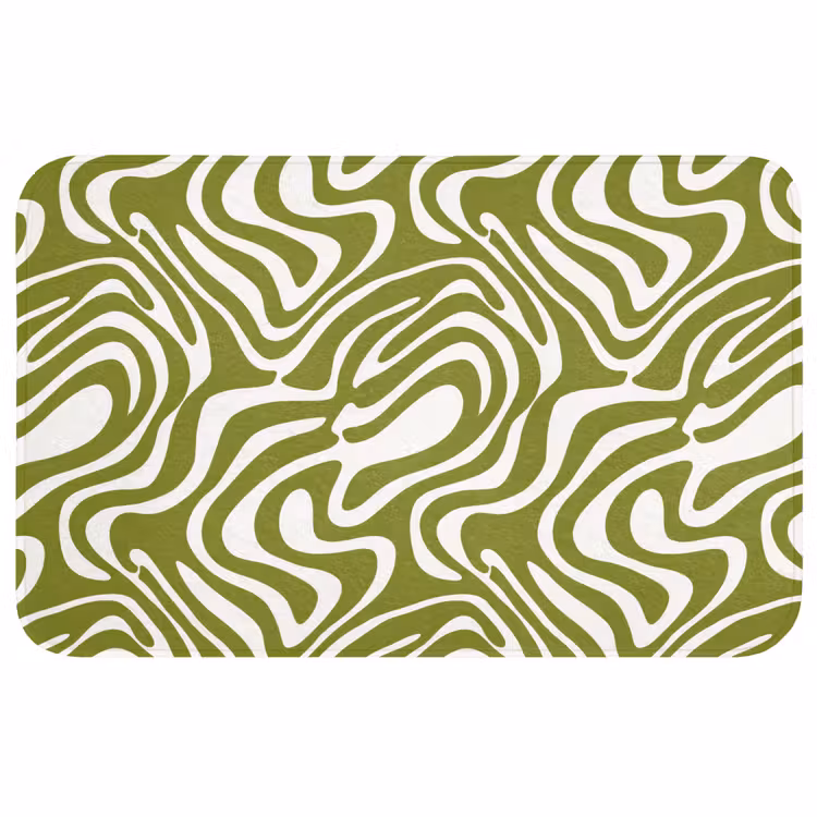 Badmat - Lijnpatroon - Groen - Organisch — 1