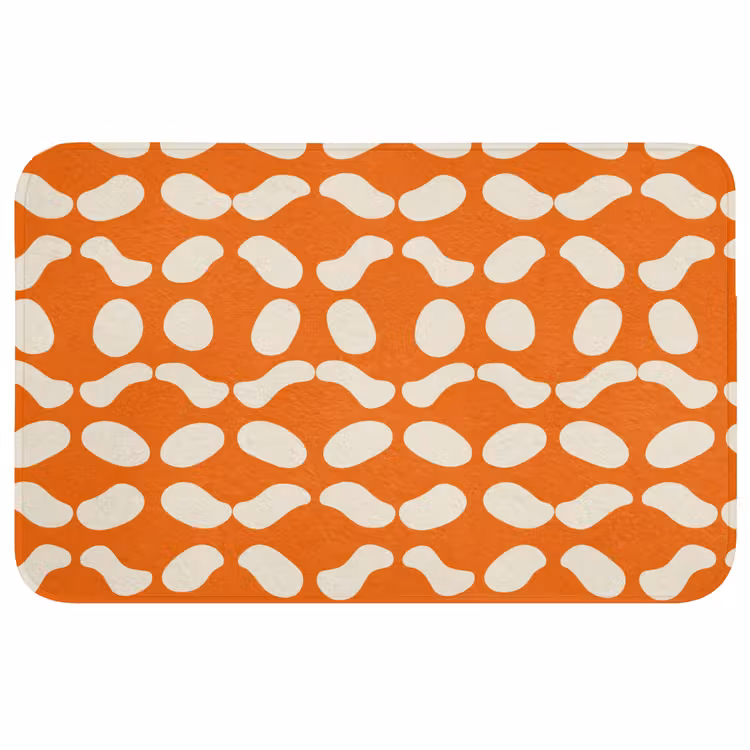 Badmat - Oranje - Organische vormen - Wit — 1