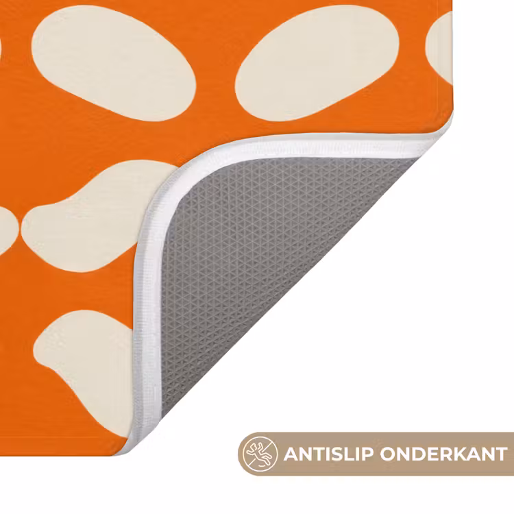 Badmat - Oranje - Organische vormen - Wit — 3