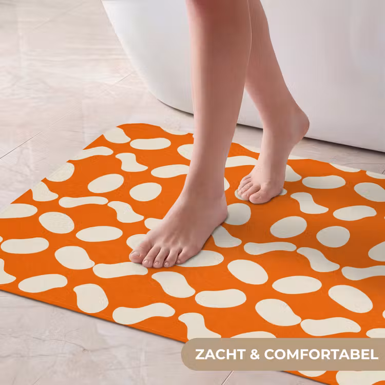 Badmat - Oranje - Organische vormen - Wit — 5