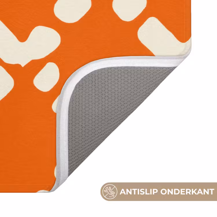 Badmat - Oranje - Ruitpatroon - Wit — 3