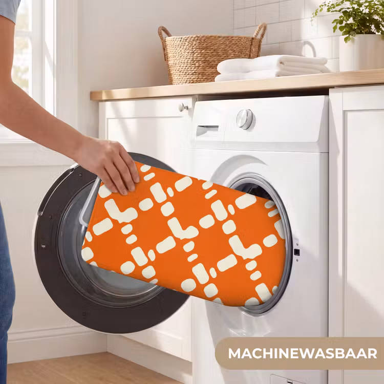 Badmat - Oranje - Ruitpatroon - Wit — 7