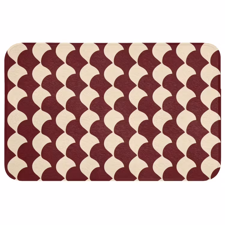 Badmat - Rood - Tegelpatroon - Crème — 1