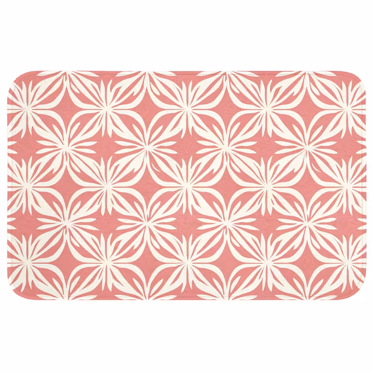 Badmat - Roze - Bloemenmotief - Wit - Modern — 1