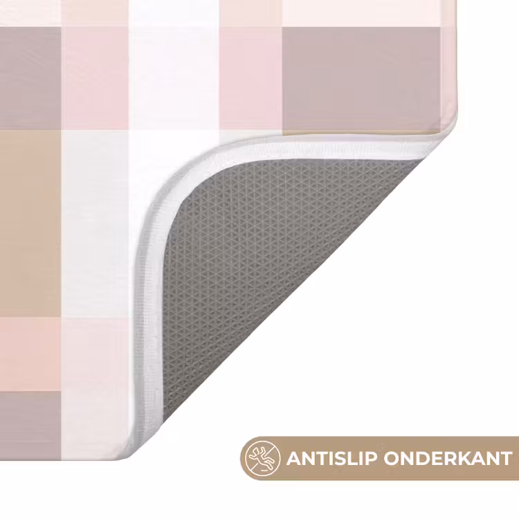 Badmat - Ruitpatroon - Aardetinten - Minimalistisch — 3