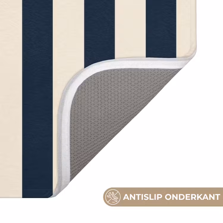 Badmat - Verticale strepen - Blauw - Crème — 3
