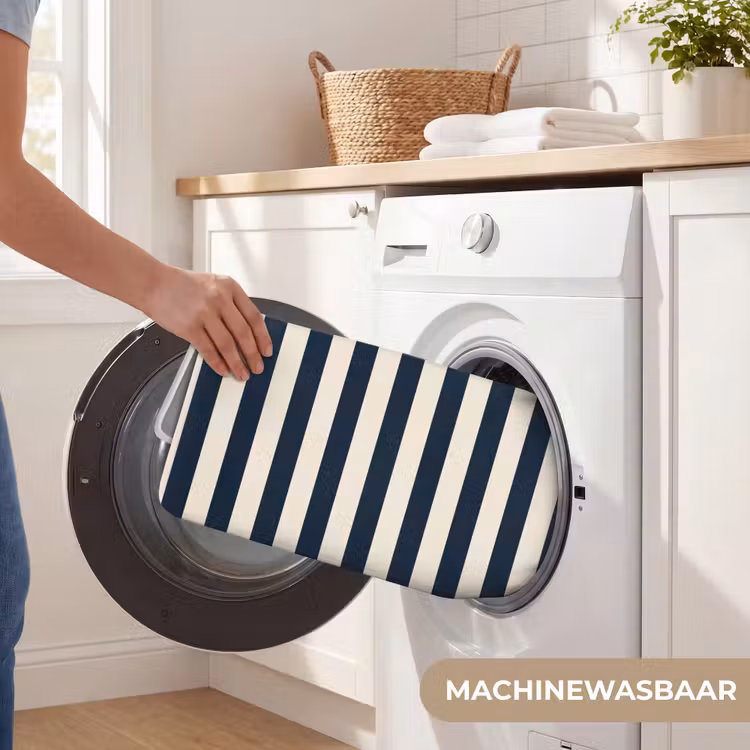 Badmat - Verticale strepen - Blauw - Crème — 7