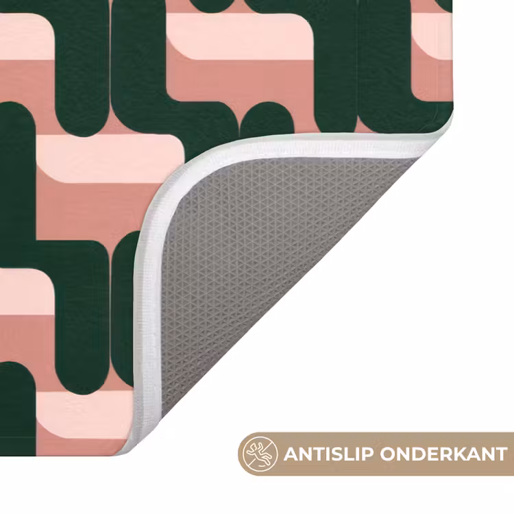 Badmat - Vlechtpatroon - Groen - Roze - Geometrisch — 3