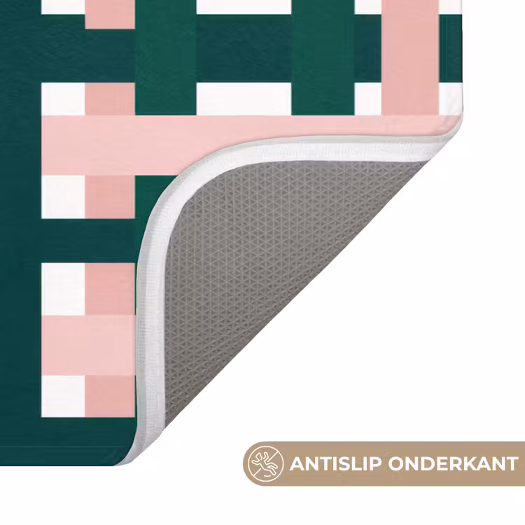 Badmat - Vlechtpatroon - Groen - Roze - Grafisch — 3