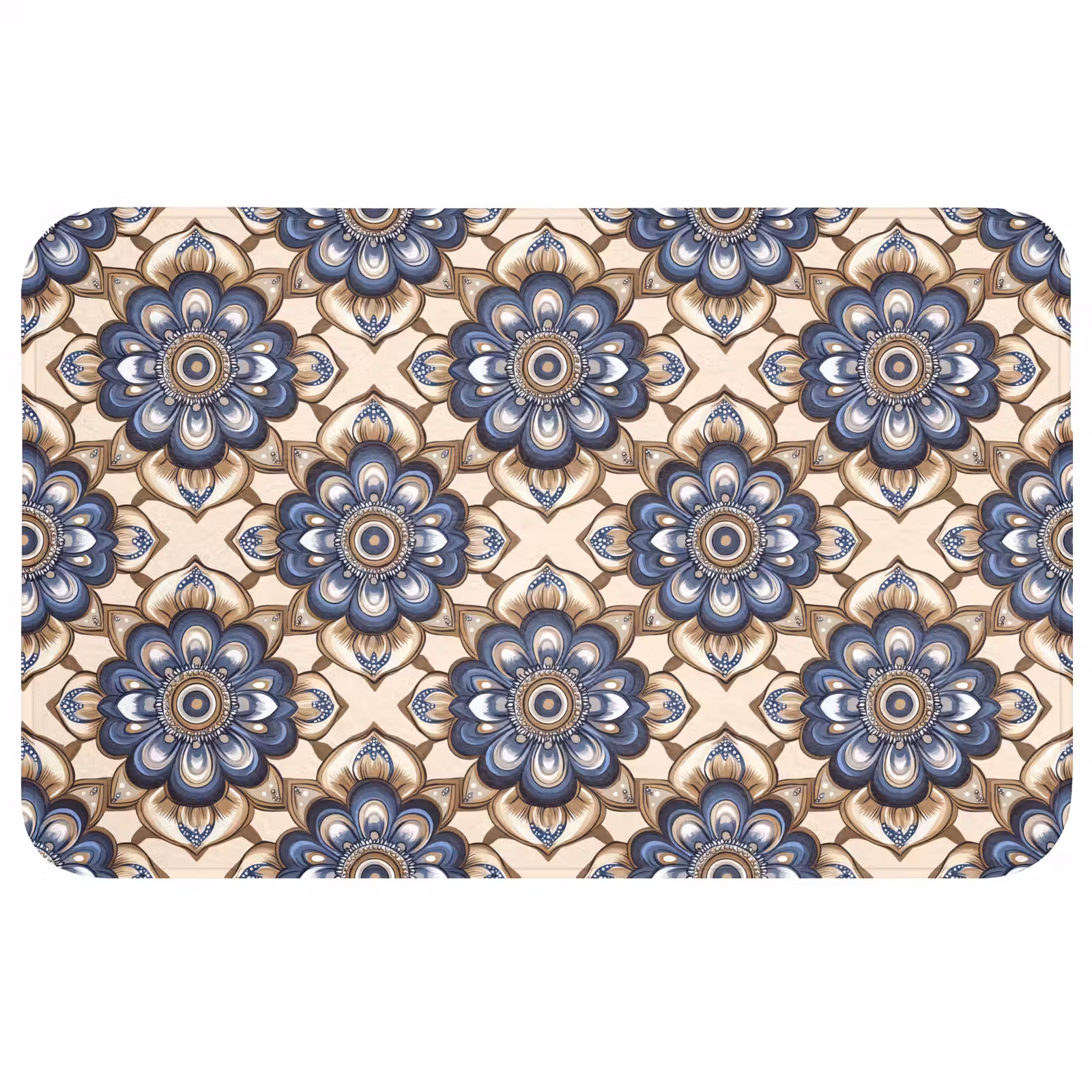 Badmat - Floraal - Ornament - Blauw — 1