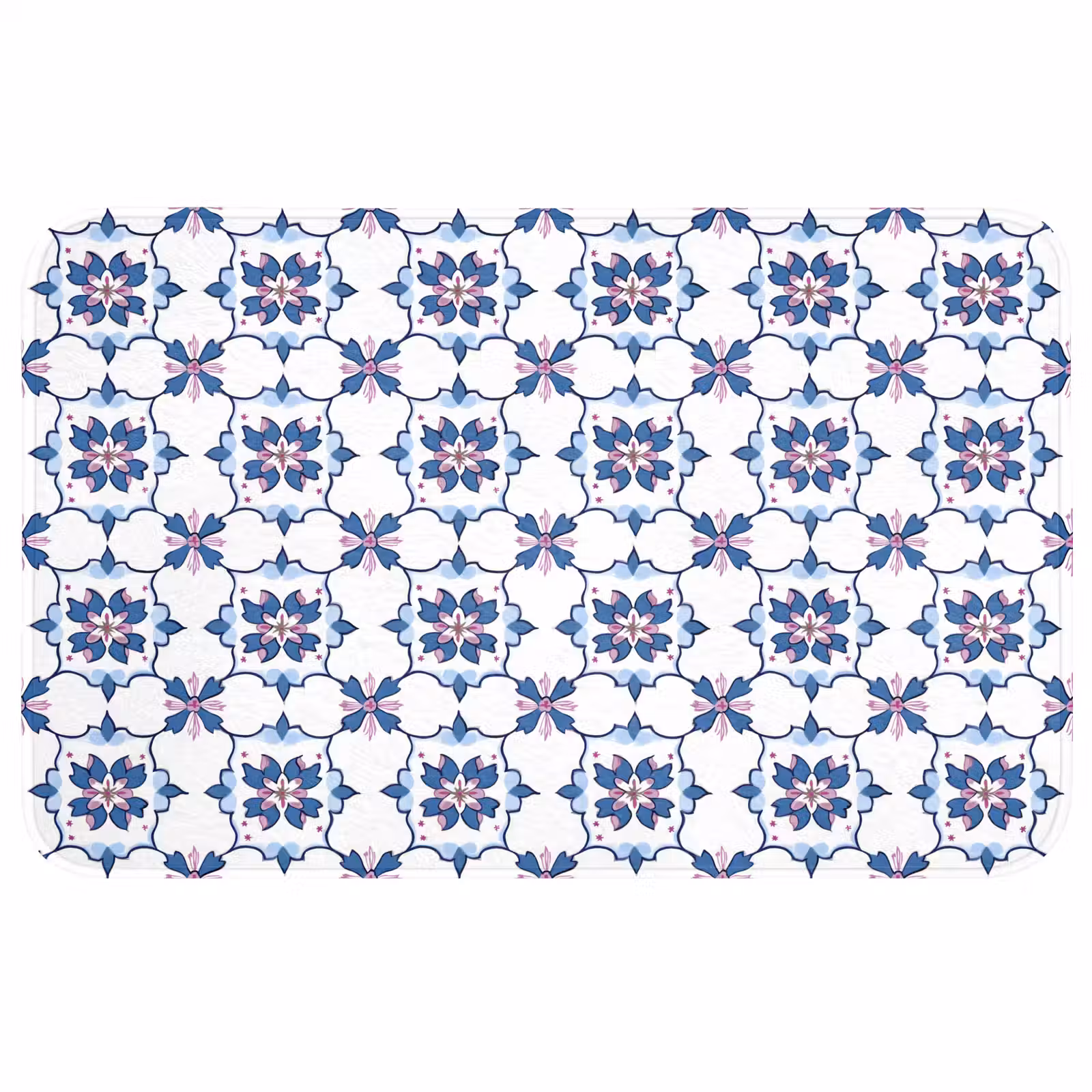 Badmat - Modern - Patroon - Blauw - Roze — 1