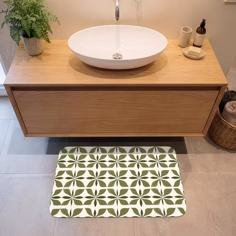 Badmat - Botanisch - Retro - Groen — 2