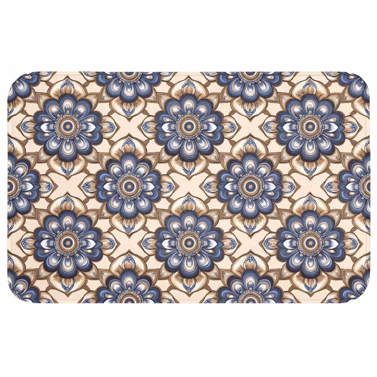 Badmat - Floraal - Ornament - Blauw — 1