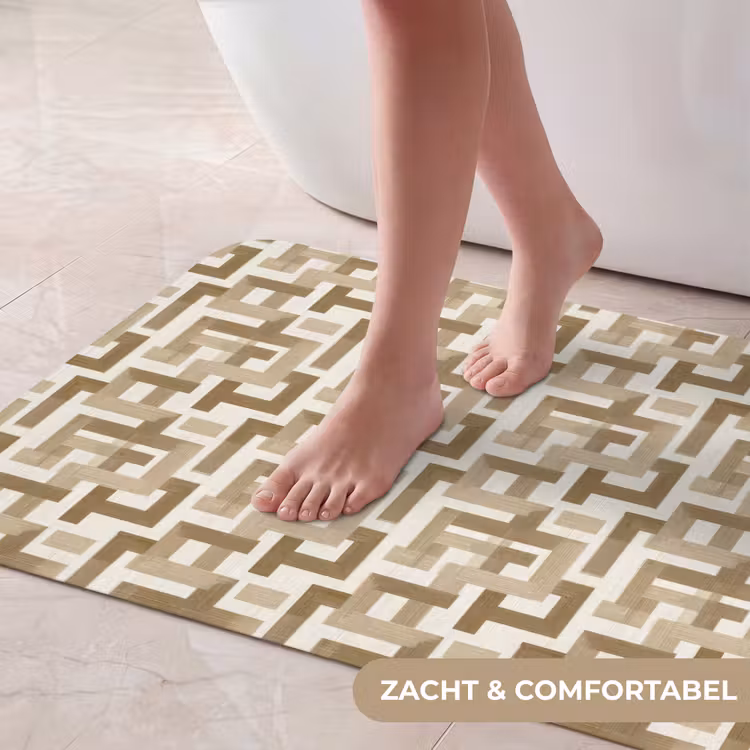 Badmat - Geometrisch - Retro - Bruin — 5