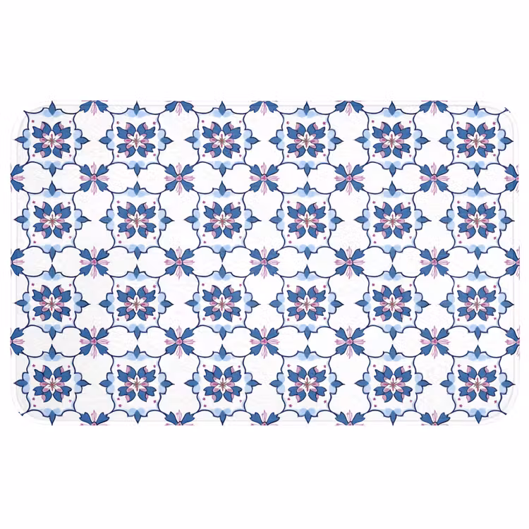 Badmat - Modern - Patroon - Blauw - Roze — 1