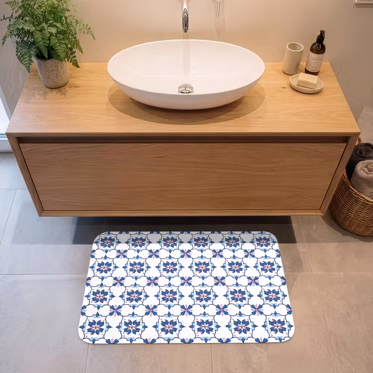 Badmat - Modern - Patroon - Blauw - Roze — 2