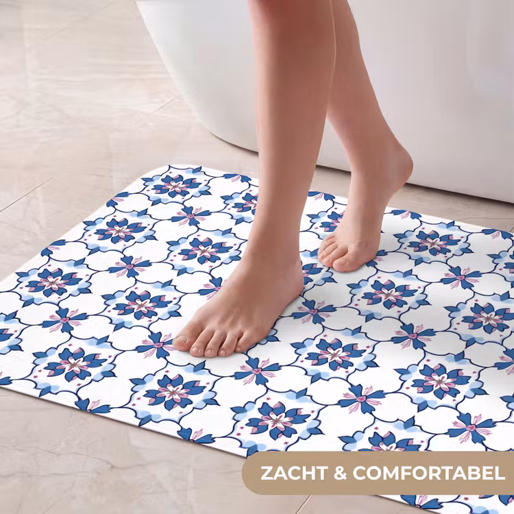 Badmat - Modern - Patroon - Blauw - Roze — 5