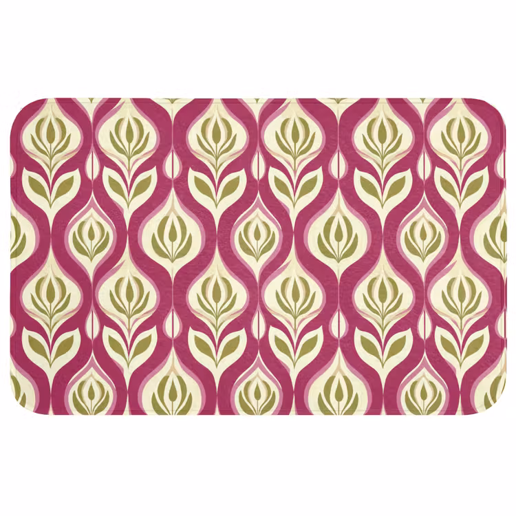 Badmat - Retro - Floraal - Paars — 1