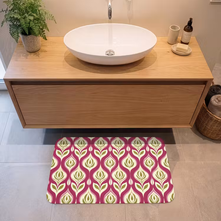 Badmat - Retro - Floraal - Paars — 2