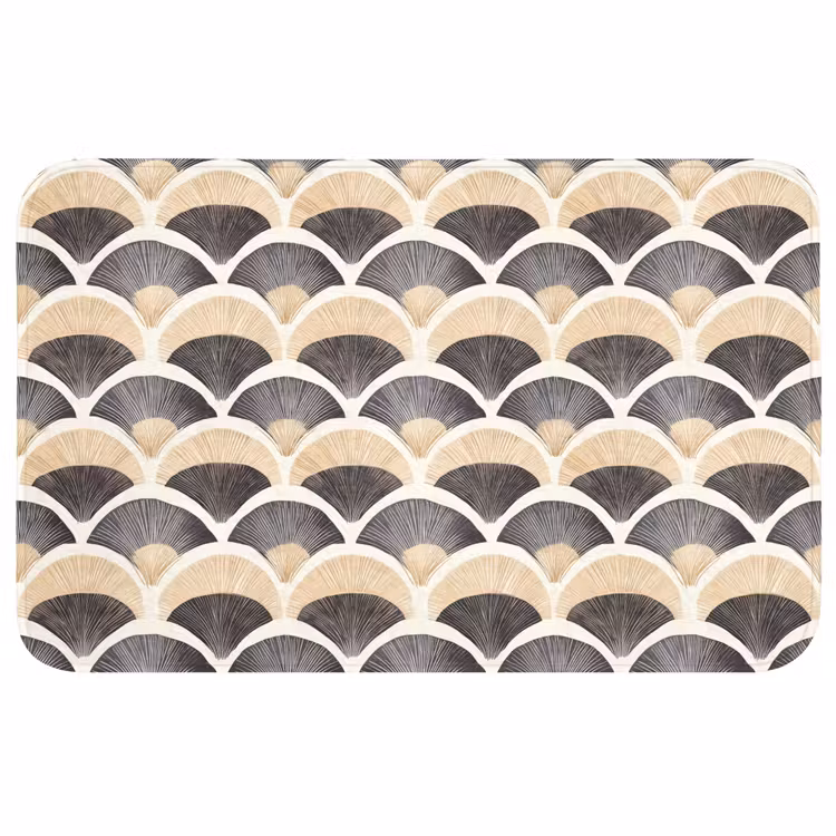 Badmat - Waaier - Patroon - Zwart - Beige — 1