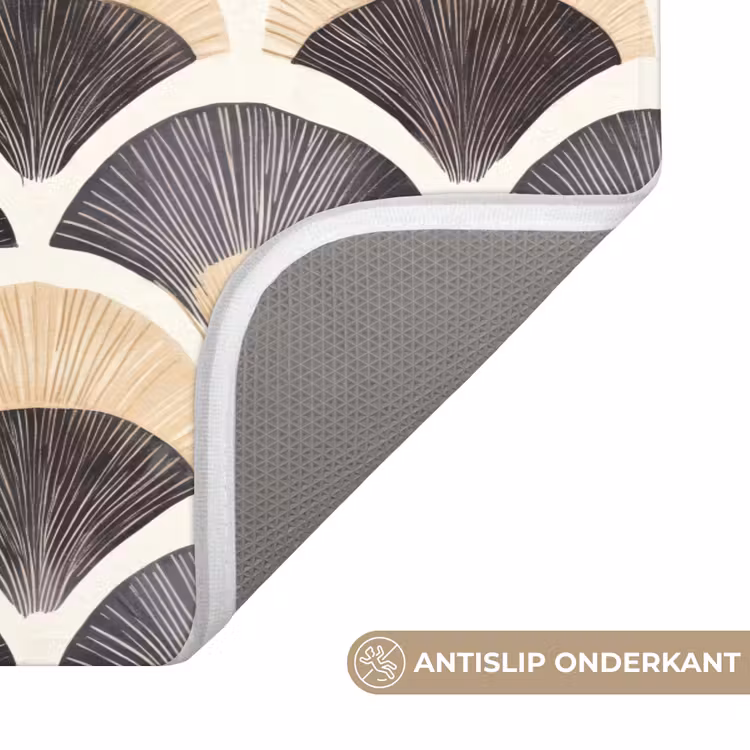 Badmat - Waaier - Patroon - Zwart - Beige — 3