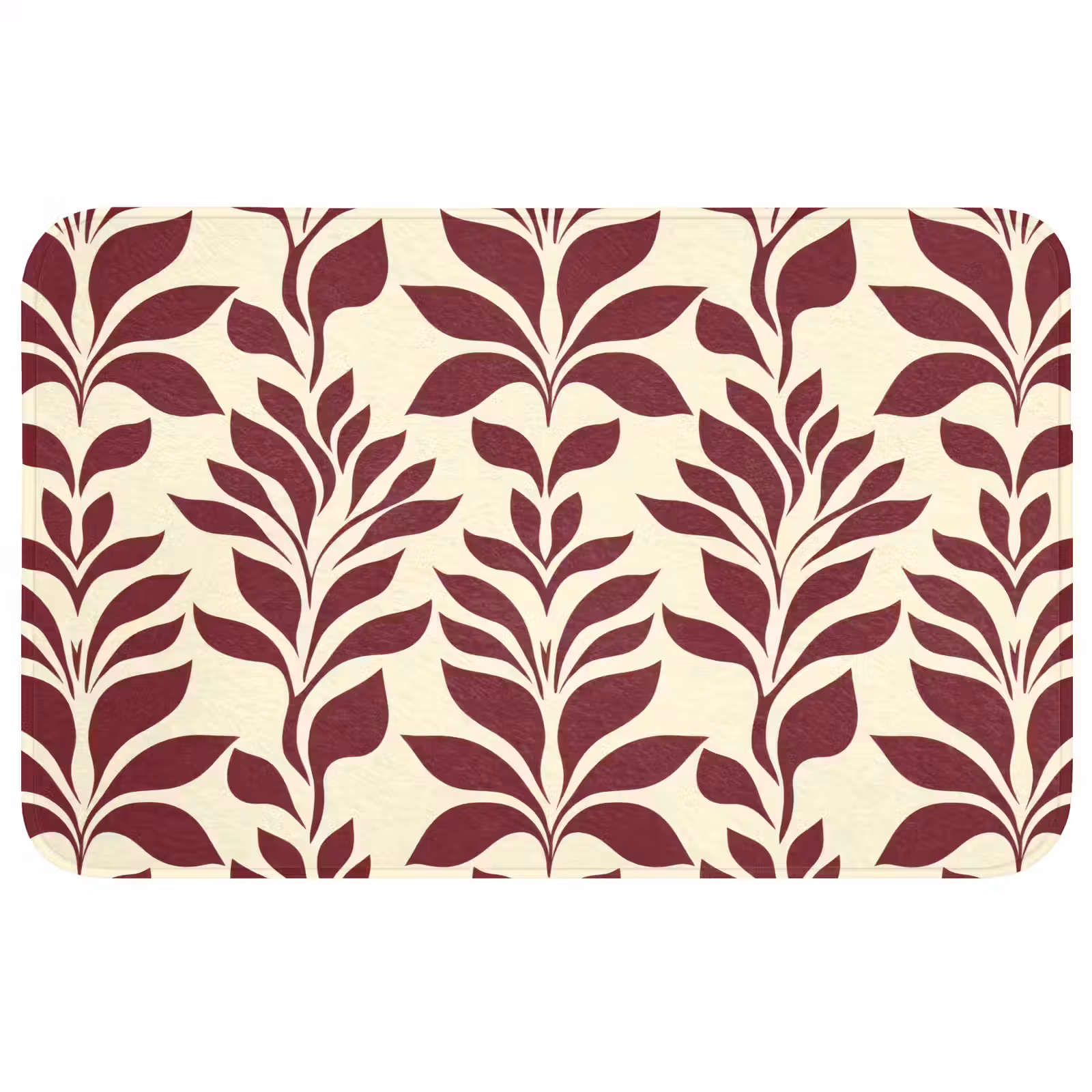 Badmat - Abstract - Bladeren - Burgundy — 1