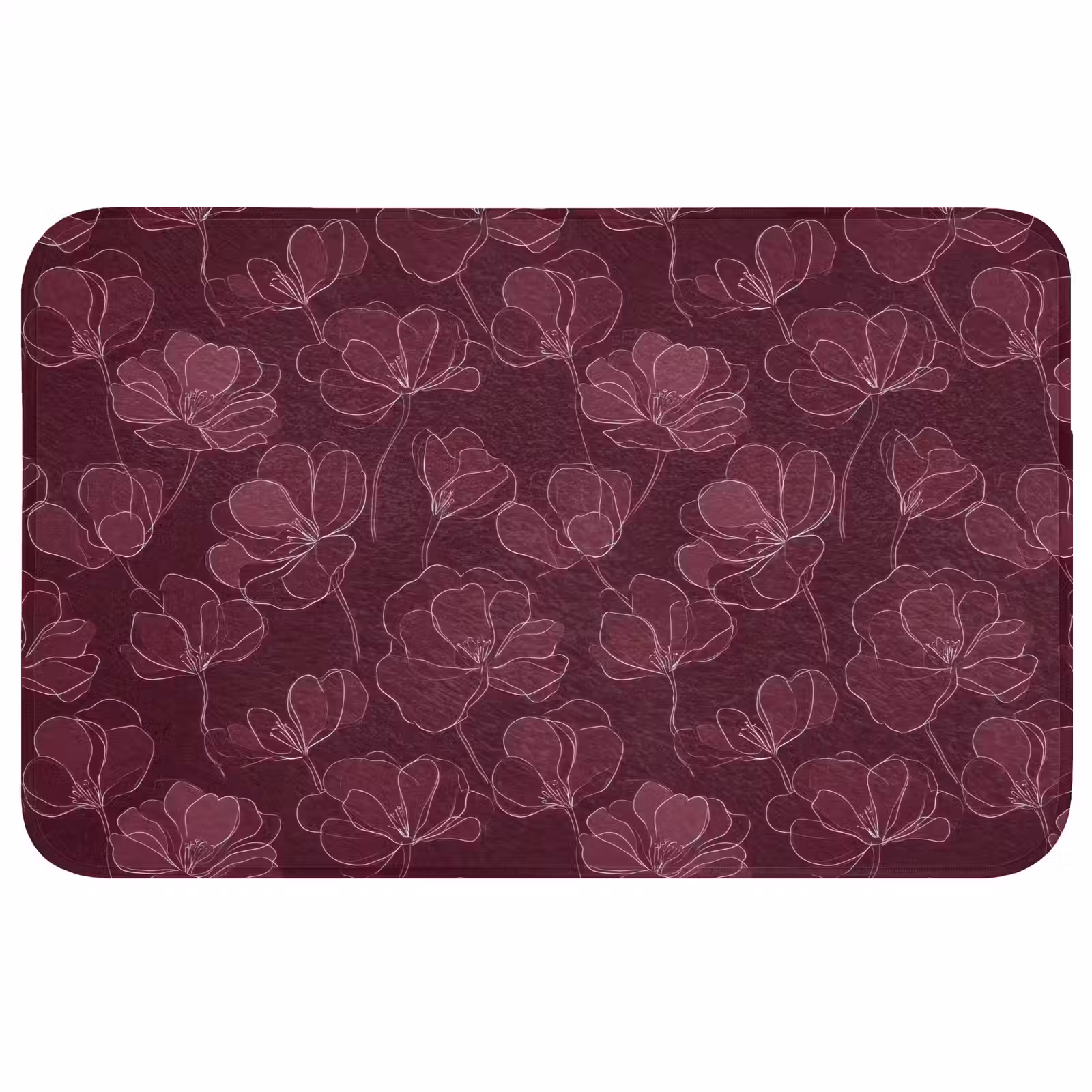 Badmat - Bloemen - Patroon - Bordeauxrood — 1