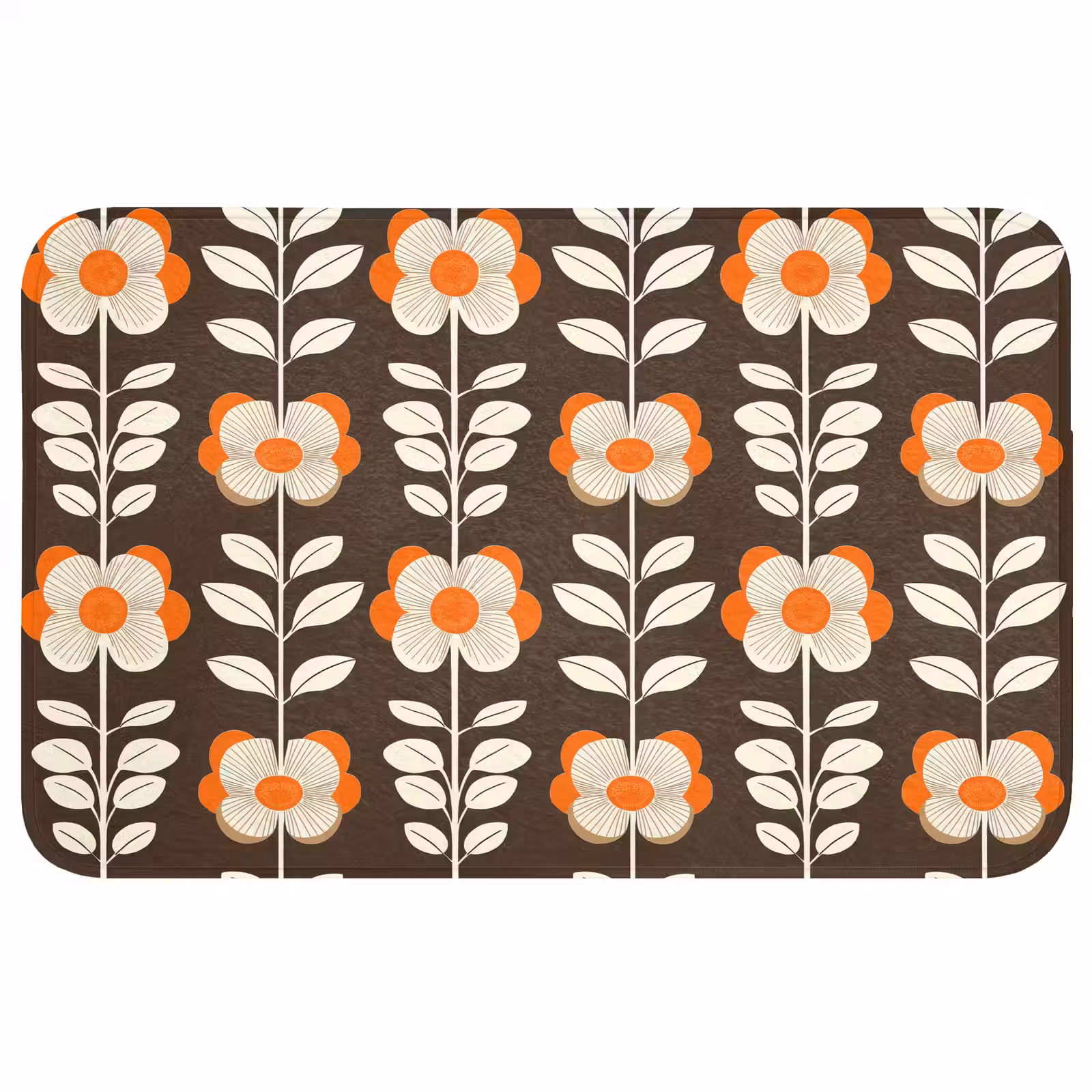 Badmat - Bloemen - Retro - Bruin — 1
