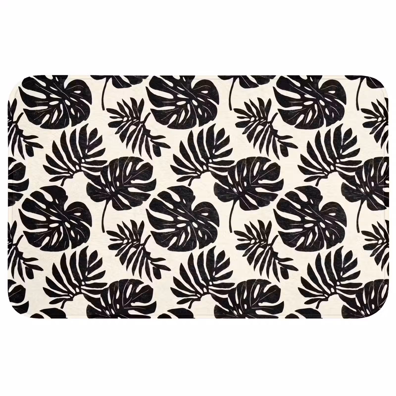 Badmat - Modern - Monstera - Zwart — 1