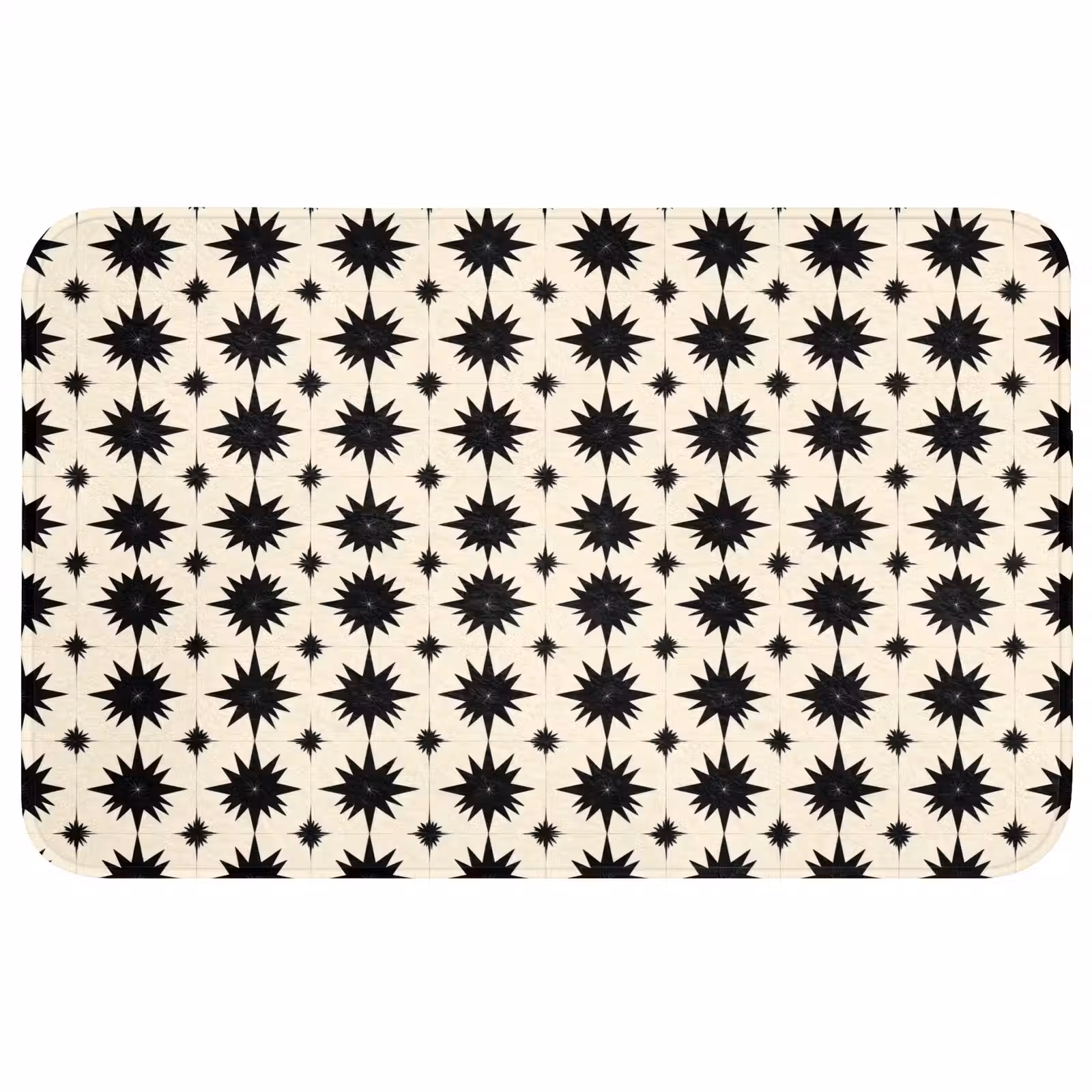 Badmat - Stervormen - Geometrisch - Zwart — 1