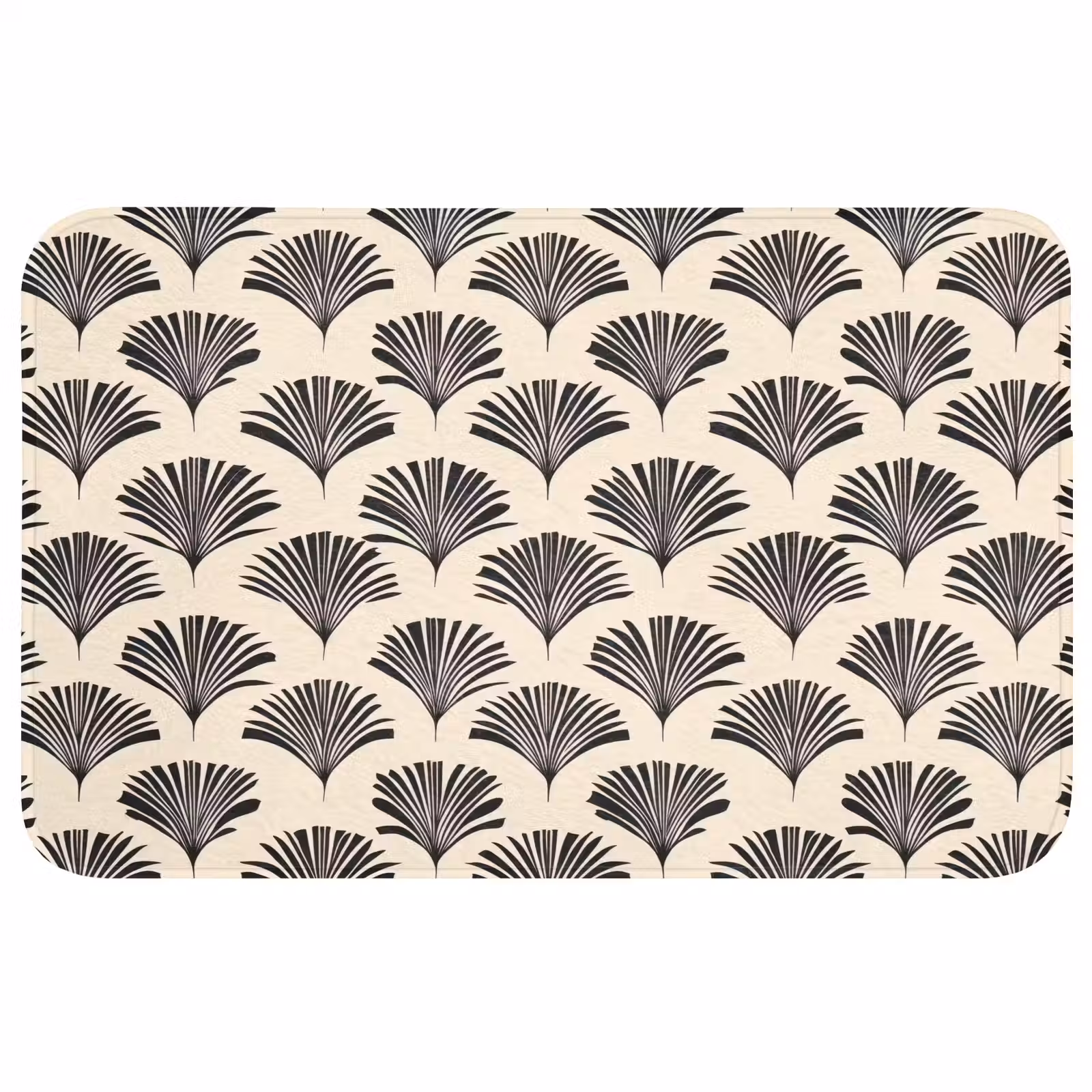 Badmat - Waaiers - Botanisch - Zwart - Beige — 1