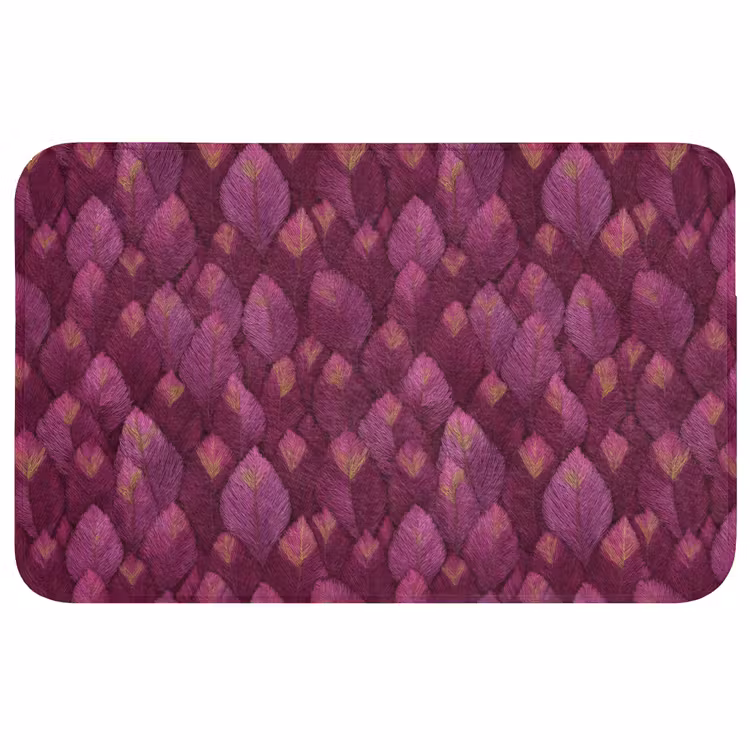 Badmat - Bladeren - Patroon - Burgundy — 1