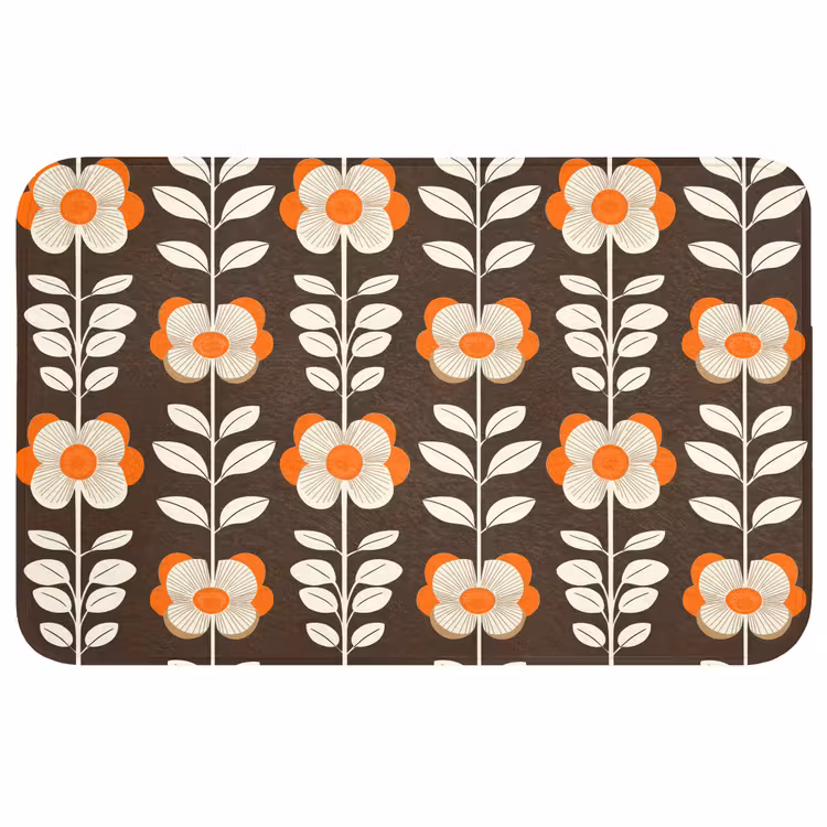 Badmat - Bloemen - Retro - Bruin — 1