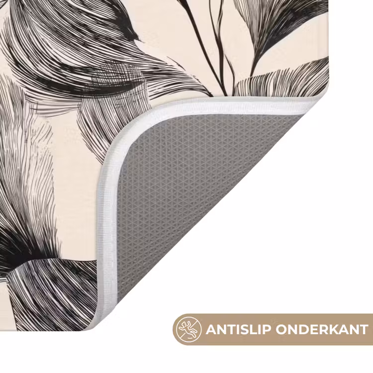 Badmat - Botanisch - Bladeren - Zwart — 3